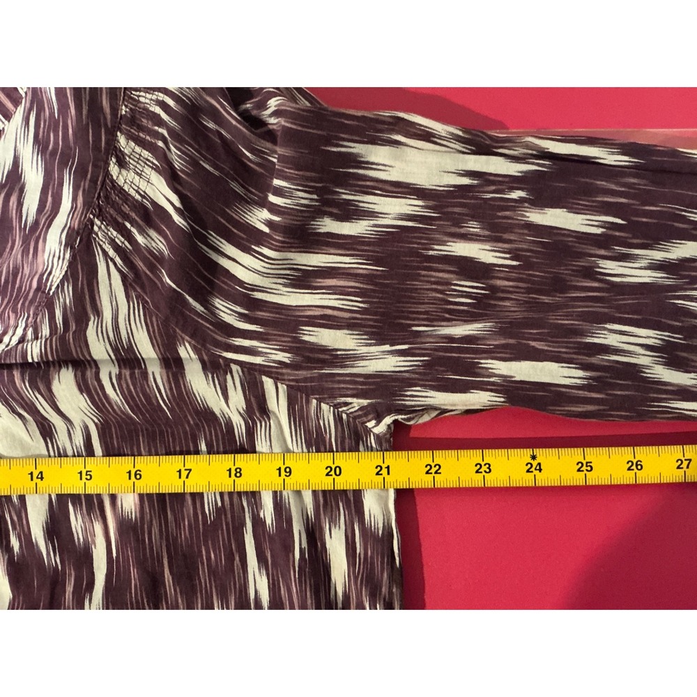 Lucky Brand Womens Purple Ikat Print Tunic Top Sz L Aztec Y2K Art To Wear Boho - Picture 6 of 9